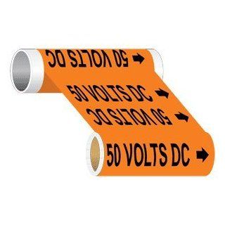 50 Volts DC Pipe Label PIPE 755 WR BLKonORNG Pipe Markers  Business And Store Signs 