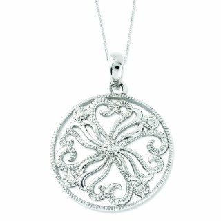 Sentimental Expressions Kindred Spirit Necklace 18" Flower Design Sterling Silver Cubic Zirconia CZ Inspirational Jewelry Includes Poem: Pendant Necklaces: Jewelry
