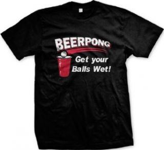 Beer Pong, Get Your Balls Wet! Mens T shirt, Funny Drinking Game Beirut Mens Shirt: Novelty T Shirts: Clothing