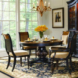 North Hampton Round Pedestal Dining Table by Hooker Furniture   Wood tone top, Black with Rub Through ba (779 75 201)  