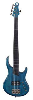 MTD Kingston Bass Guitar, Artist 5 String, Fretless with Lines, Transparent Blue: Musical Instruments