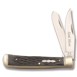 Rough Rider Knives 758 Coal Miner Trapper Knife with Black Jigged Bone Handles : Folding Camping Knives : Sports & Outdoors