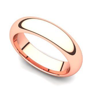 18k Rose Gold 5mm Domed Plain Wedding Band Ring: Juno Jewelry: Jewelry