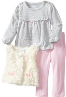 Vitamins Baby Baby Girls Infant Faux Fur Vest Set With Stripe Top Infant And Toddler Pants Clothing Sets Clothing