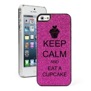 Hot Pink Apple iPhone 5 5s Glitter Bling Hard Case Cover 5G235 Keep Calm and Eat A Cupcake: Cell Phones & Accessories