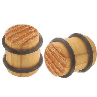 1/2" inch (12mm)   Organic Cedar wood Ear Large Gauge Plugs Earlets with Double Black O rings ACFG   Ear stretched Stretching Expanders Stretchers   Pierced Body Piercing Jewelry   Sold as a Pair Jewelry