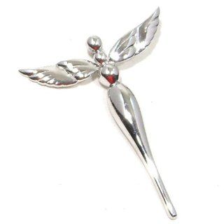 Sterling Silver Angel Wing Cross Pendant with Rhodium Plated   with 18" Italian Sterling Silver Chain: TracyQ & Co.: Jewelry