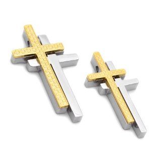 K Mega Jewelry Stainless Steel Gold Couple Cross Mens Womens Unisex Pendant Necklace Jewelry