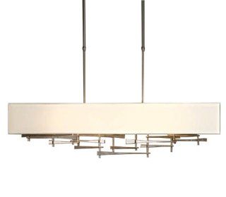 Hubbardton Forge 137670 08 764 Contemporary Styled 2 Light Island Pendant with Flax Shades, Burnished Steel Finish   Ceiling Pendant Fixtures  