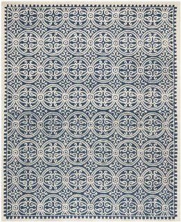 Safavieh CAM123G Cambridge Collection Handmade Wool Area Rug, 10 Feet by 14 Feet, Navy Blue and Ivory  