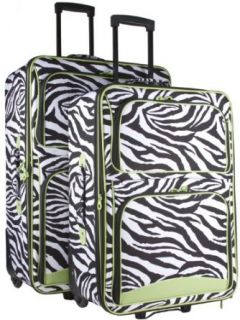 Ever Moda Green Zebra 2 Piece Expandable Luggage Set: Clothing