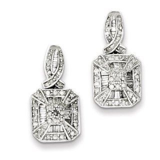 Sterling Silver Diamond Earrings. Carat Wt  1ct. Metal Wt  4.05g: Jewelry