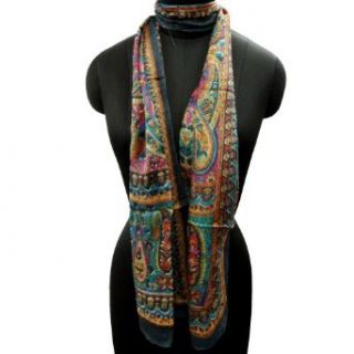 Green Pure Silk Scarf Women Head Wrap Stole Scarves Floral Print India Gift at  Womens Clothing store