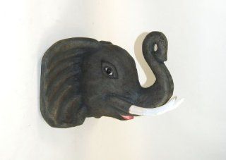 Paper Mache Animal Head Elaphant Decor  Repurposed Decor Paper Mach Elephant Head Hanging Wall Sculpture  Hand Painted Recycled Papermache Wall Mount Faux Taxidermy African Safari Animal Art  