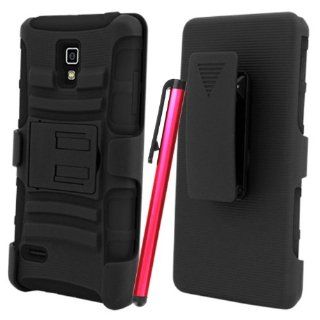 [ManiaGear] T Mobile LG Optimus L9 P769 Black/Black Heavy Duty Combat Holster Case + Screen Protector & Stylus Pen: Cell Phones & Accessories
