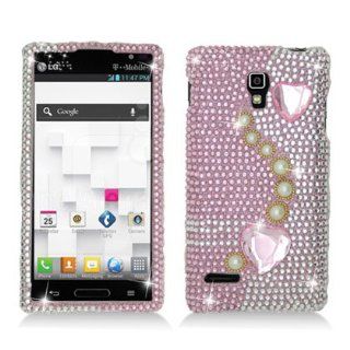 Aimo LGP769PCLDI639 Dazzling Diamond Bling Case for Optimus L9   Retail Packaging   Pearl Light Pink: Cell Phones & Accessories