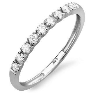 0.25 Carat (ctw) 10k White Gold Round Diamond Ladies Anniversary Wedding Band Enhancer Guard 1/4 CT: Jewelry