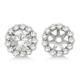 Round Diamond Earring Jackets for your 6mm Diamond Studs 14K White Gold 0.55ct: Allurez: Jewelry