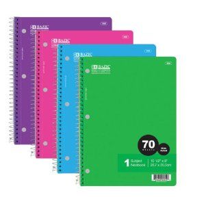 BAZIC W/R 70 Ct. 1 Subject Spiral Notebook, Case Pack 24 : Office Products
