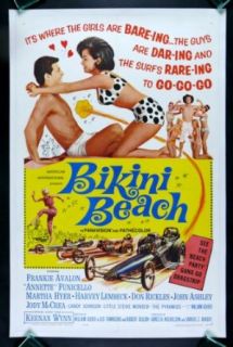 BIKINI BEACH * ANNETTE FUNICELLO FRANKIE AVALON ORIGINAL 1SH MOVIE POSTER 1964: Entertainment Collectibles