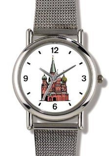 Moscow Kremlin St. Basil Cathedral   Russian Theme   WATCHBUDDY ELITE Chrome Plated Metal Alloy Watch with Metal Mesh Strap Size Large ( Men's Size or Jumbo Women's Size ): WatchBuddy: Watches