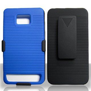 Blue Hard Soft Gel Dual Layer Holster Cover Case for Samsung Galaxy S2 S II AT&T i777 SGH i777 Attain i9100: Cell Phones & Accessories
