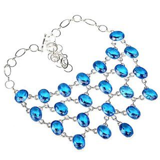 Generic Awesome!Sunshine Sapphire Crystal Blue Quartz Chain Pendant Necklace 21": Jewelry