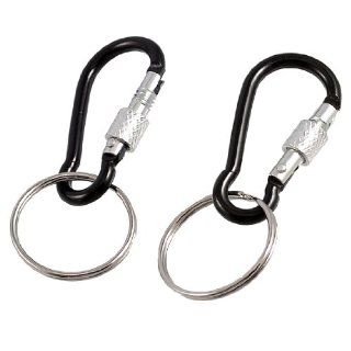 Black Aluminum Backpack Buckle Keychain Carabiner 2 Pcs   Sports Related Key Chains