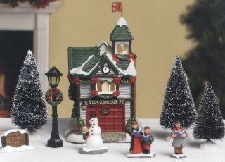Norman Rockwell's 9 Piece "Stockbridge at Christmas" Porcelain Fire House Set   Holiday Collectible Buildings