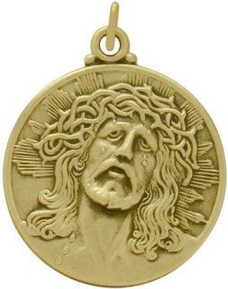 Large 14 Karat Yellow Gold Jesus Religious Medal Religious Medallion: Elite Jewels: Jewelry