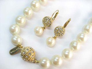 Formal Cream/Champagne Color Faux Pearl Necklace & Matching Earring   Bridesmaid Jewelry SET: Jewelry