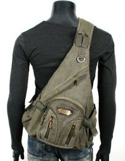 Men's Military style Single shoulder Crossbody Canvas Backpack   Army Green: Cross Body Handbags: Shoes