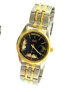 High Quality Black Hills Gold Men's Day Date Black Face Watch: Watches