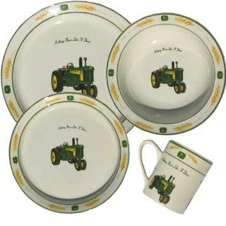 John Deere 16 Piece Dinnerware Set (Amber Waves): Kitchen & Dining