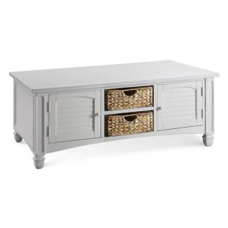 Stein World Nantucket White Coffee Table with Baskets   Coffee Tables