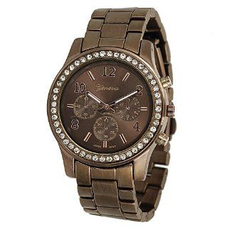 Women's Rhinestone Accented Link Watch Color Brown at  Women's Watch store.