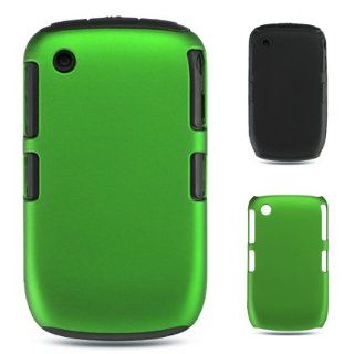 Premiun Hybrid Black Skin + Green Hard Rubber Phone Protector Hard Cover Case for Blackberry Curve 8520 8530 3G 9300: Cell Phones & Accessories