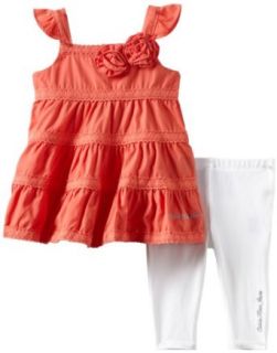 Calvin Klein Baby girls Infant Coral Tunic with Leggings, Pink, 24 Months: Clothing