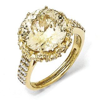 Sterling Silver Gold plated Fancy Canary & White CZ Ring: Jewelry