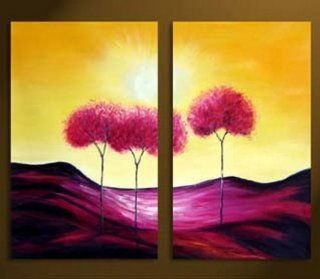 Hand Painted Canvas Art Tree of Life Large Oil Painting 2 Piece Wall Art Group Painting Modern Art Unframed and Unstretched  