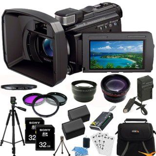 Sony HDR PJ790V PJ790 HDRPJ790 HDRPJ790V High Definition Handycam Camcorder with 3.0 Inch LCD (Black) ULTIMATE Bundle with 32GB SD Card (qty 2), Full Sized Tripod, Spare Battery, Rapid AC/DC Charger, Wide Angle and 2X Telephoto Lens + MORE : Camera & P