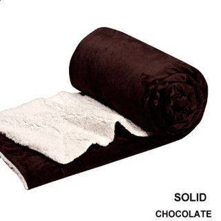 Queen Blanket Super Soft Plush Faux Fur Chocolate Sherpa Blankets / Reversible Winter Throw Bedspread  