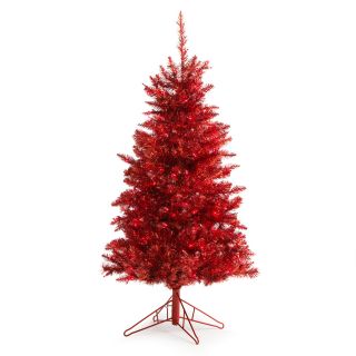 4 ft. Red Tiffany Tinsel Tree   Christmas Trees
