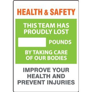 Accuform Signs MSR818PL WorkHealthy Plastic Write A Day Scoreboard, "Health & Safety   This Team Has Proudly Lost #### Pounds By Taking Care Of Our Bodies   Improve Your Health And Prevent Injuries, " 14" Width X 20" Height: Industr
