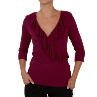 A. Byer Juniors Ruffle Me Up Shawl Collar Soft Sweater In Rich Colors, Berry, Small at  Womens Clothing store: Pullover Sweaters