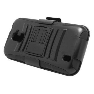For ZTE Majesty 796C   Wydan Hybrid Rugged Kickstand Holster Belt Clip Case Hard Soft Gel Cover Black on Black w/ Wydan Stylus Pen, Prying Tool: Cell Phones & Accessories