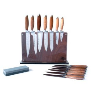 Schmidt Brothers Cutlery Bonded Teak 15 Piece Downtown Block Set   Knives & Cutlery