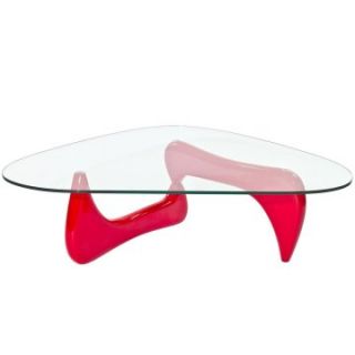 Modway Triangle Red Wood Glass Top Coffee Table   Coffee Tables