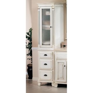 Sagehill Designs Victorian VQ1818 Glazed White Linen Tower   Linen Cabinets