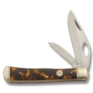 Rough Rider Knives 823 Blade Lock Trapper Knife with Imitation Tortoise Shell Celluloid Handles: Sports & Outdoors